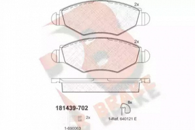 R BRAKE rb1439702 -  Комплект тормозных колодок, дисковый тормоз